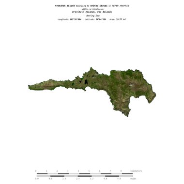 Bering Denizi 'ndeki Avatanak Adası, 18 Haziran 2021' de çekilmiş uydu görüntüsüyle izole edilmiştir.