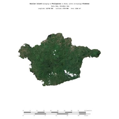 Filipinler 'e ait Sulu Denizi' ndeki Basilan Adası 5 Mayıs 2019 'da çekilmiş bir uydu görüntüsüyle izole edilmiştir.