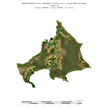 Avustralya 'ya ait Arafura Denizi' ndeki Bentinck Adası, 1 Nisan 2024 'te çekilmiş uydu görüntüsüyle izole edilmiştir.