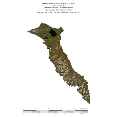 Rusya 'ya ait Bering Denizi' ndeki Bering Adası, 19 Mayıs 2017 'de çekilmiş bir uydu görüntüsüyle izole edilmiştir.