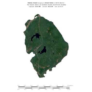 Amerika Birleşik Devletleri 'ne ait olan Güneydoğu Alaska ve Britanya Kolumbiyası' nın Kıyı Suları 'ndaki Blakely Adası, 9 Mayıs 2024' te çekilmiş bir uydu görüntüsüyle izole edilmiştir.