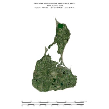 Amerika Birleşik Devletleri 'ne ait Kuzey Atlantik Okyanusu' ndaki Block Adası 13 Mayıs 2024 'te çekilmiş uydu görüntüsüyle izole edilmiştir.