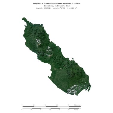 Solomon Denizi 'ndeki Bougainville Adası, Papua Yeni Gine' ye ait. 16 Ağustos 2021 'de çekilmiş bir uydu görüntüsü.