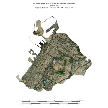 Basra Körfezi 'ndeki Bur Dubai Adası, Birleşik Arap Emirlikleri' ne ait. 23 Ocak 2024 'te çekilmiş uydu görüntüsü ile izole edilmiş.
