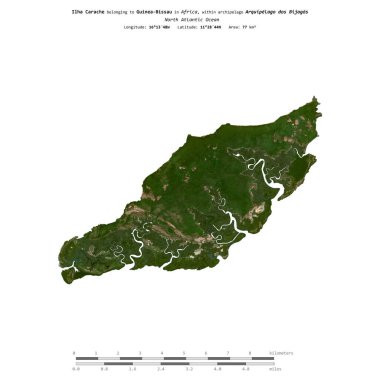 Kuzey Atlantik Okyanusu 'ndaki Ilha Carache, Gine-Bissau' ya ait, 30 Aralık 2023 'te çekilmiş bir uydu görüntüsüyle izole edilmiştir.