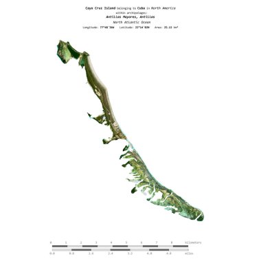 Küba 'ya ait Kuzey Atlantik Okyanusu' ndaki Cayo Cruz Adası 12 Ocak 2024 'te çekilmiş uydu görüntüsüyle izole edilmiştir.
