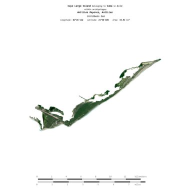 Küba 'ya ait Karayip Denizi' ndeki Cayo Largo Adası, 31 Aralık 2023 'te çekilen uydu görüntüsüyle izole edilmiştir.