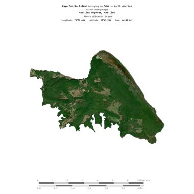 Küba 'ya ait Kuzey Atlantik Okyanusu' ndaki Cayo Saetia Adası, 4 Ocak 2024 'te çekilen uydu görüntüsüyle izole edilmiştir.