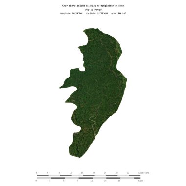 Bengal Körfezi 'ndeki Char Diara Adası, Bangladeş' e ait, 17 Kasım 2021 'de çekilmiş bir uydu görüntüsüyle izole edilmiş,