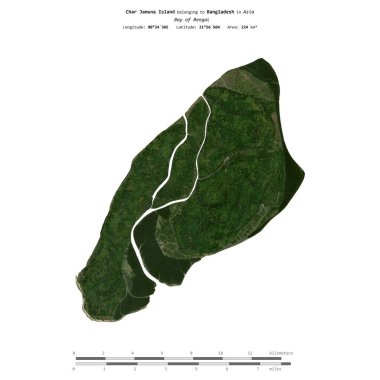 Bengal Körfezi 'ndeki Char Jamuna Adası, Bangladeş' e ait, 12 Kasım 2022 'de çekilmiş bir uydu görüntüsüyle izole edilmiş,