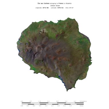 Fransa 'ya ait Hint Okyanusu' ndaki Ile aux Cochons, 17 Şubat 2024 'te çekilmiş bir uydu görüntüsüyle izole edildi.