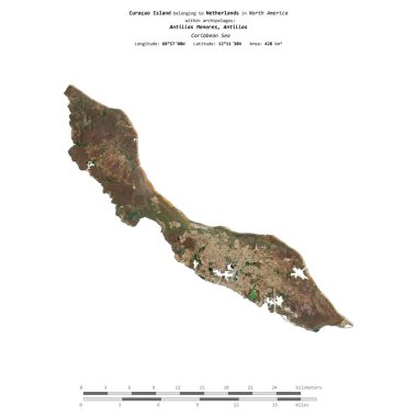 Hollanda 'ya ait Karayip Denizi' ndeki Curacao Adası, 31 Temmuz 2023 tarihli uydu görüntüsü ile izole edilmiştir.