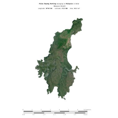 Malezya 'ya ait Malacca Boğazı' ndaki Pulau Dayang Bunting, 5 Şubat 2024 'te çekilmiş bir uydu görüntüsüyle izole edildi.