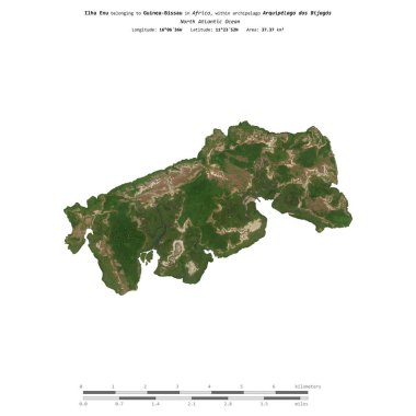 Kuzey Atlantik Okyanusu 'ndaki Ilha Enu, Gine-Bissau' ya ait, 14 Nisan 2023 tarihli uydu görüntüsü ile izole edilmiştir.