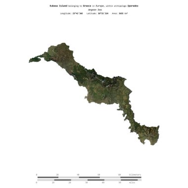 Yunanistan 'a ait Ege Denizi' ndeki Euboea Adası, 19 Ekim 2023 'te çekilmiş bir uydu görüntüsüyle izole edilmiştir.