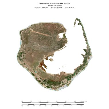Fransa 'ya ait Mozambik Kanalı' ndaki Europa Adası, 6 Eylül 2023 'te çekilmiş bir uydu görüntüsüyle izole edilmiştir.