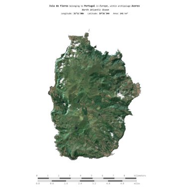 Portekiz 'e ait Kuzey Atlantik Okyanusu' ndaki Flores Adası 19 Ağustos 2021 'de çekilmiş uydu görüntüsüyle izole edilmiştir.