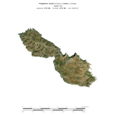 Yunanistan 'a ait Ege Denizi' ndeki Folegandros Adası, 26 Haziran 2023 'te çekilmiş bir uydu görüntüsüyle izole edilmiştir.
