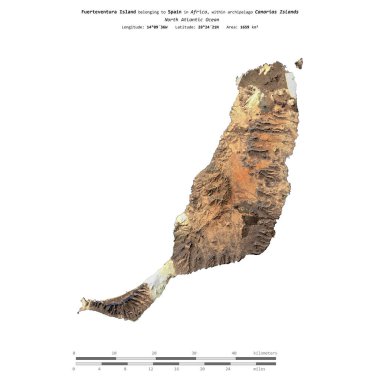 İspanya 'ya ait Kuzey Atlantik Okyanusu' ndaki Fuerteventura Adası, 7 Ocak 2024 'te çekilmiş uydu görüntüsüyle izole edilmiştir.