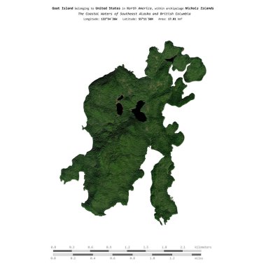 Güneydoğu Alaska ve Britanya Kolumbiyası 'nın Kıyı Suları' ndaki Keçi Adası, 20 Mayıs 2021 'de çekilmiş bir uydu görüntüsüyle izole edilmiştir.