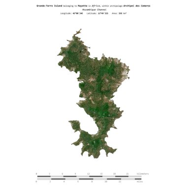 Mozambik Kanalı 'ndaki Grande-Terre Adası, Mayotte' a ait, 14 Ağustos 2021 'de çekilmiş bir uydu görüntüsüyle izole edilmiştir.