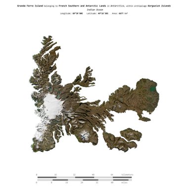 Hint Okyanusu 'ndaki Grande-Terre Adası, Fransız Güney ve Antarktika topraklarına ait, 9 Mart 2017' de çekilmiş bir uydu görüntüsüyle izole edilmiştir.