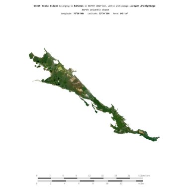 Bahamalar 'a ait olan Kuzey Atlantik Okyanusu' ndaki Büyük Exuma Adası 10 Kasım 2023 'te çekilmiş bir uydu görüntüsüyle izole edilmiştir.
