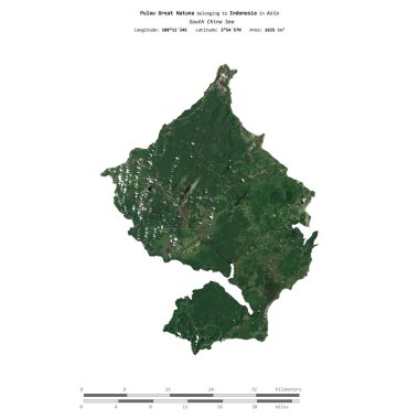 Güney Çin Denizi 'ndeki Pulau Büyük Natuna, Endonezya' ya ait, 10 Nisan 2019 'da çekilmiş bir uydu görüntüsüyle izole edildi.