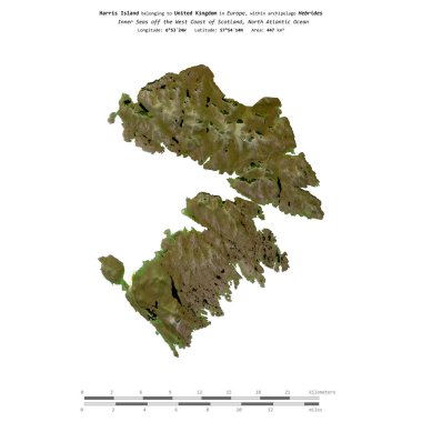 Birleşik Krallık 'a ait Kuzey Atlantik Okyanusu' ndaki Harris Adası, 21 Eylül 2019 'da çekilmiş uydu görüntüsüyle izole edilmiştir.