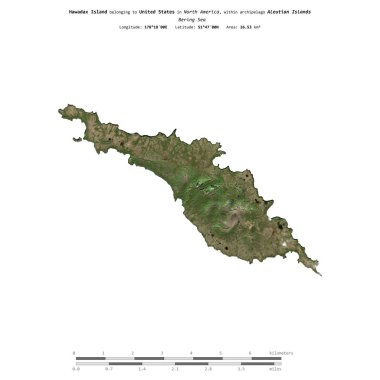 Bering Denizi 'ndeki Hawaii Adası, 24 Eylül 2021' de çekilmiş uydu görüntüsüyle izole edilmiştir.