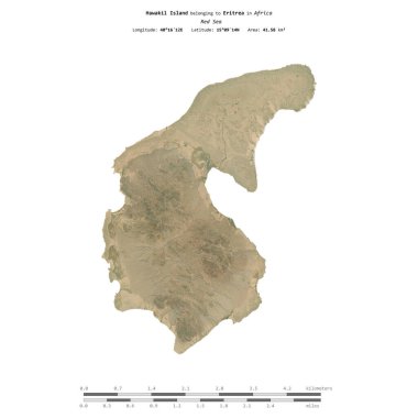Eritre 'ye ait olan Kızıl Deniz' deki Hawakil Adası 28 Mayıs 2023 'te çekilmiş bir uydu görüntüsüyle izole edilmiştir.