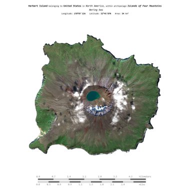 Bering Denizi 'ndeki Herbert Adası, 3 Eylül 2018' de çekilmiş bir uydu görüntüsüyle izole edilmiştir.