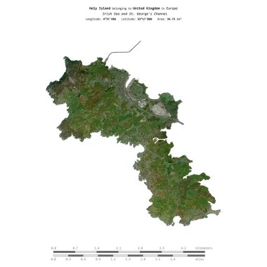 İrlanda Denizi 'ndeki kutsal ada ve Birleşik Krallık' a ait Aziz George Kanalı 27 Mayıs 2023 'te çekilmiş uydu görüntüsüyle izole edilmiştir.