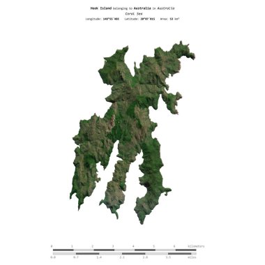 Avustralya 'ya ait Mercan Denizi' ndeki Kanca Adası 3 Eylül 2019 'da çekilmiş uydu görüntüsüyle izole edilmiştir.
