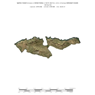 Bering Denizi 'ndeki Igitkin Adası, 15 Haziran 2023' te çekilmiş bir uydu görüntüsüyle izole edilmiştir.