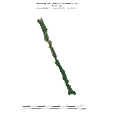 Myanmar 'a ait Bengal Körfezi' ndeki Kyun Adası 14 Kasım 2022 'de çekilmiş bir uydu görüntüsüyle izole edildi.