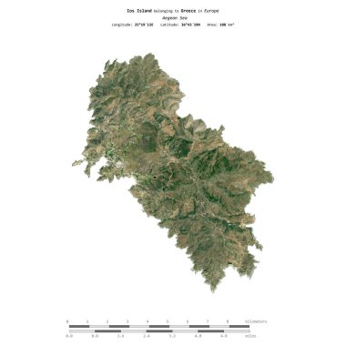 Yunanistan 'a ait Ege Denizi' ndeki Ios Adası, 12 Mayıs 2023 'te çekilmiş bir uydu görüntüsüyle izole edilmiştir.