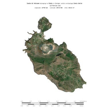 İtalya 'ya ait Tyrhenian Denizi' ndeki Isola di Vulcano, 11 Temmuz 2023 'te çekilmiş bir uydu görüntüsüyle izole edildi.