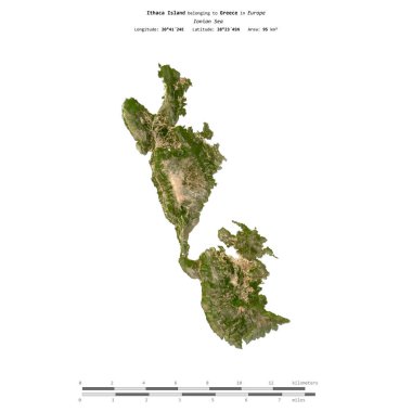 Yunanistan 'a ait İyon Denizi' ndeki İtaka Adası, 21 Haziran 2024 'te çekilmiş uydu görüntüsüyle izole edilmiştir.