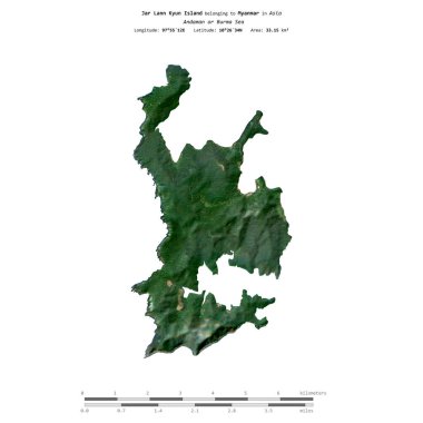 Andaman veya Burma Denizi 'ndeki Jar Lann Kyun Adası, Myanmar' a ait, 20 Aralık 2021 'de çekilmiş bir uydu görüntüsüyle izole edilmiştir.