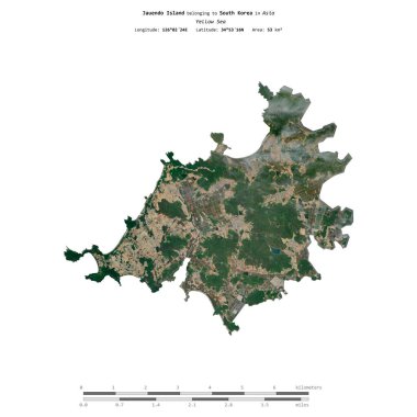 Güney Kore 'ye ait olan Sarı Deniz' deki Jauendo Adası 8 Aralık 2023 'te çekilmiş bir uydu görüntüsüyle izole edilmiştir.