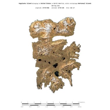 Amerika Birleşik Devletleri 'ne ait Bering Denizi' ndeki Kagalaska Adası, 4 Haziran 2024 'te çekilmiş bir uydu görüntüsüyle izole edilmiştir.