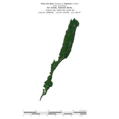 Endonezya 'ya ait Banda Denizi' ndeki Pulau Kai Besar, 18 Ağustos 2018 'de çekilmiş bir uydu görüntüsüyle izole edildi.