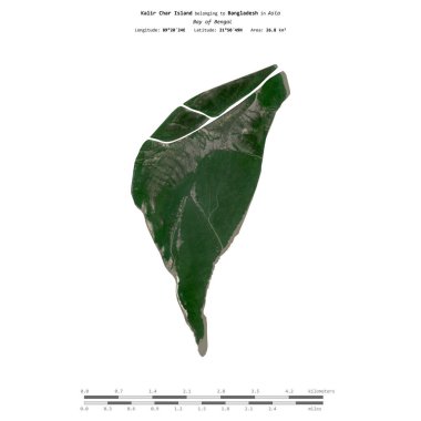 Bengal Körfezi 'ndeki Kalir Char Adası, Bangladeş' e ait, 2 Kasım 2023 'te çekilmiş bir uydu görüntüsüyle izole edilmiş,
