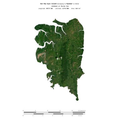 Andaman veya Burma Denizi 'ndeki Kan Maw Kyun Adası, Myanmar' a ait, 3 Şubat 2024 'te çekilmiş bir uydu görüntüsüyle izole edilmiştir.