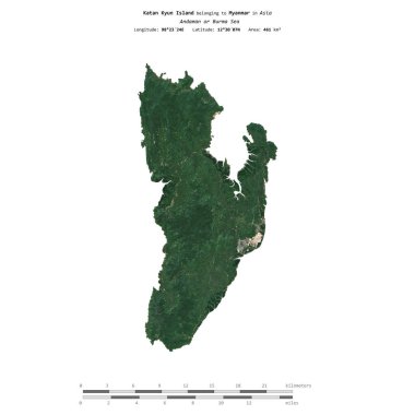 Andaman veya Burma Denizi 'ndeki Katan Kyun Adası, Myanmar' a ait, 20 Aralık 2023 'te çekilmiş bir uydu görüntüsüyle izole edilmiş,