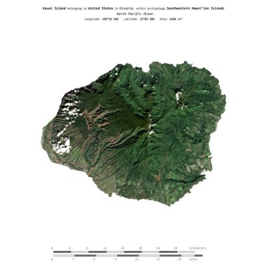 Amerika Birleşik Devletleri 'ne ait Kuzey Pasifik Okyanusu' ndaki Kauai Adası 10 Aralık 2019 'da çekilmiş uydu görüntüsüyle izole edilmiştir.