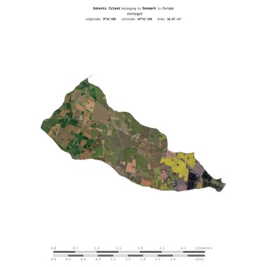 Danimarka 'ya ait Kattegat' taki Kekenis Adası, 9 Eylül 2023 'te uzaklık ölçeğinde çekilmiş bir uydu görüntüsüyle izole edilmiştir.