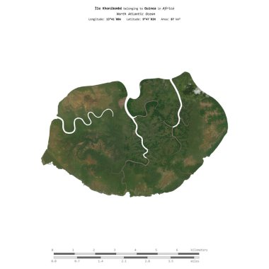 Gine 'ye ait Kuzey Atlantik Okyanusu' ndaki Ile Khonibombe, 12 Aralık 2023 'te çekilmiş bir uydu görüntüsüyle izole edilmiştir.