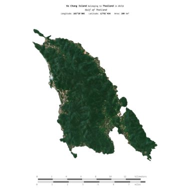 Tayland Körfezi 'ndeki Ko Chang Adası, 17 Şubat 2023' te çekilmiş bir uydu görüntüsüyle izole edildi.